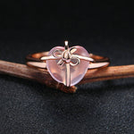 Rose Quartz Heart Ring - 925 Sterling SilverRing
