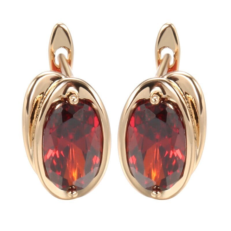 Luxury Natural Pink Fire Opal, Ruby and Diamond Stud Earrings - 585 Rose GoldEarringsRed