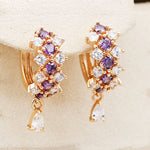 Trendy Cubic Zirconia Purple Red Hoop EarringsEarrings