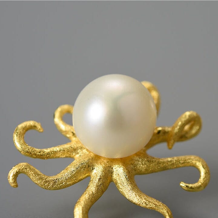 Octopus Natural Pearl Stud Earrings - 925 Sterling SilverEarrings