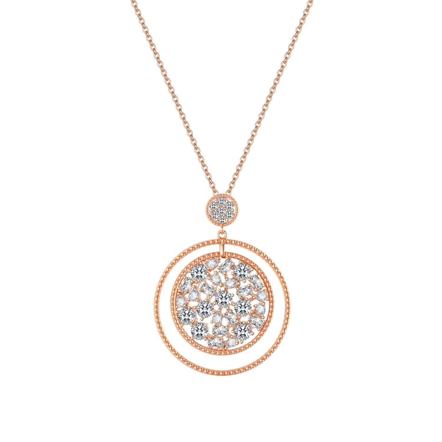 Promise Open Circle Crystals Pendant NecklaceROSE GOLD