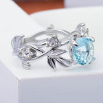 Hollowed Out Flowers Aquamarine Ring - 925 Sterling SilverRing