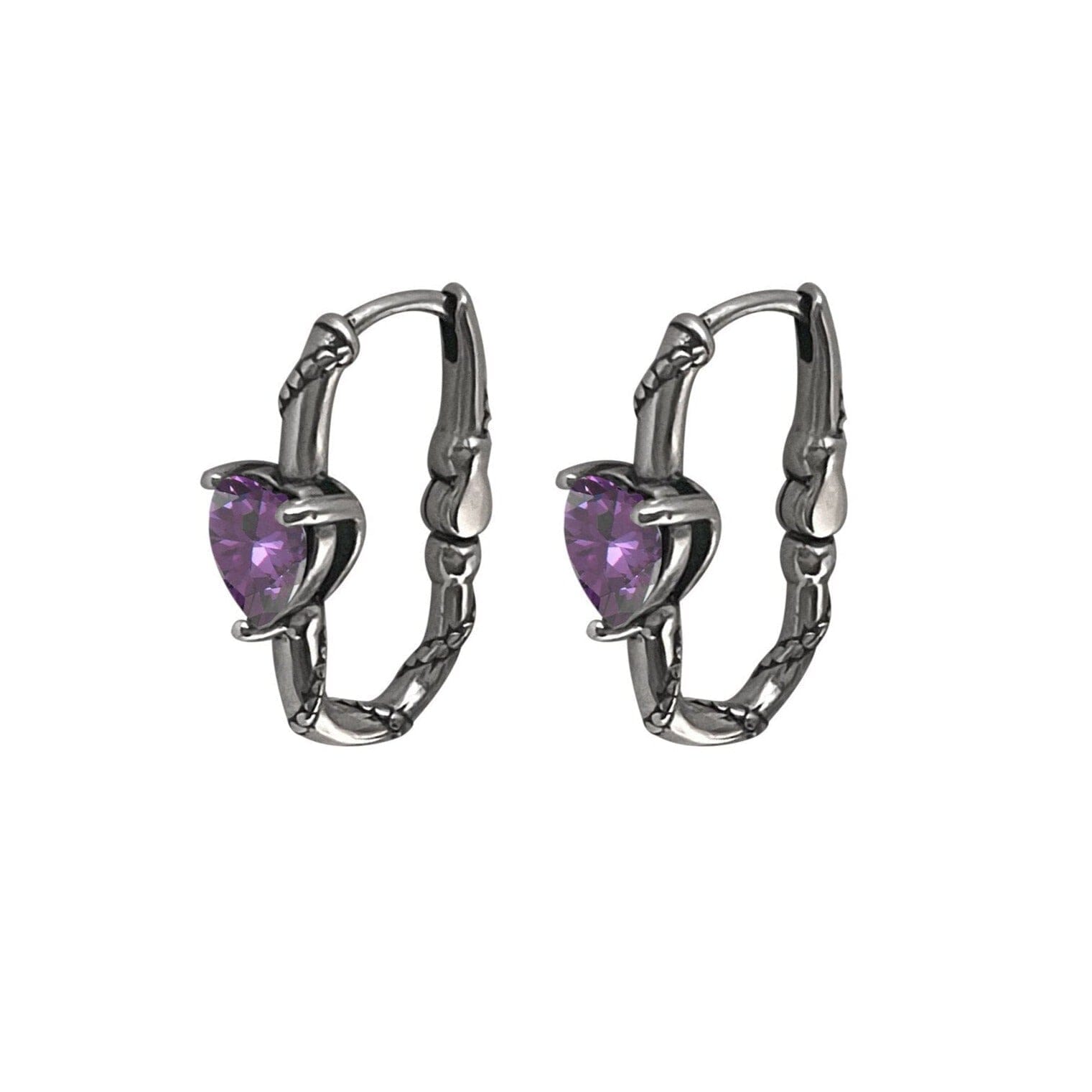 Cool Love Heart Purple Amethyst Crystal EarringsEarrings