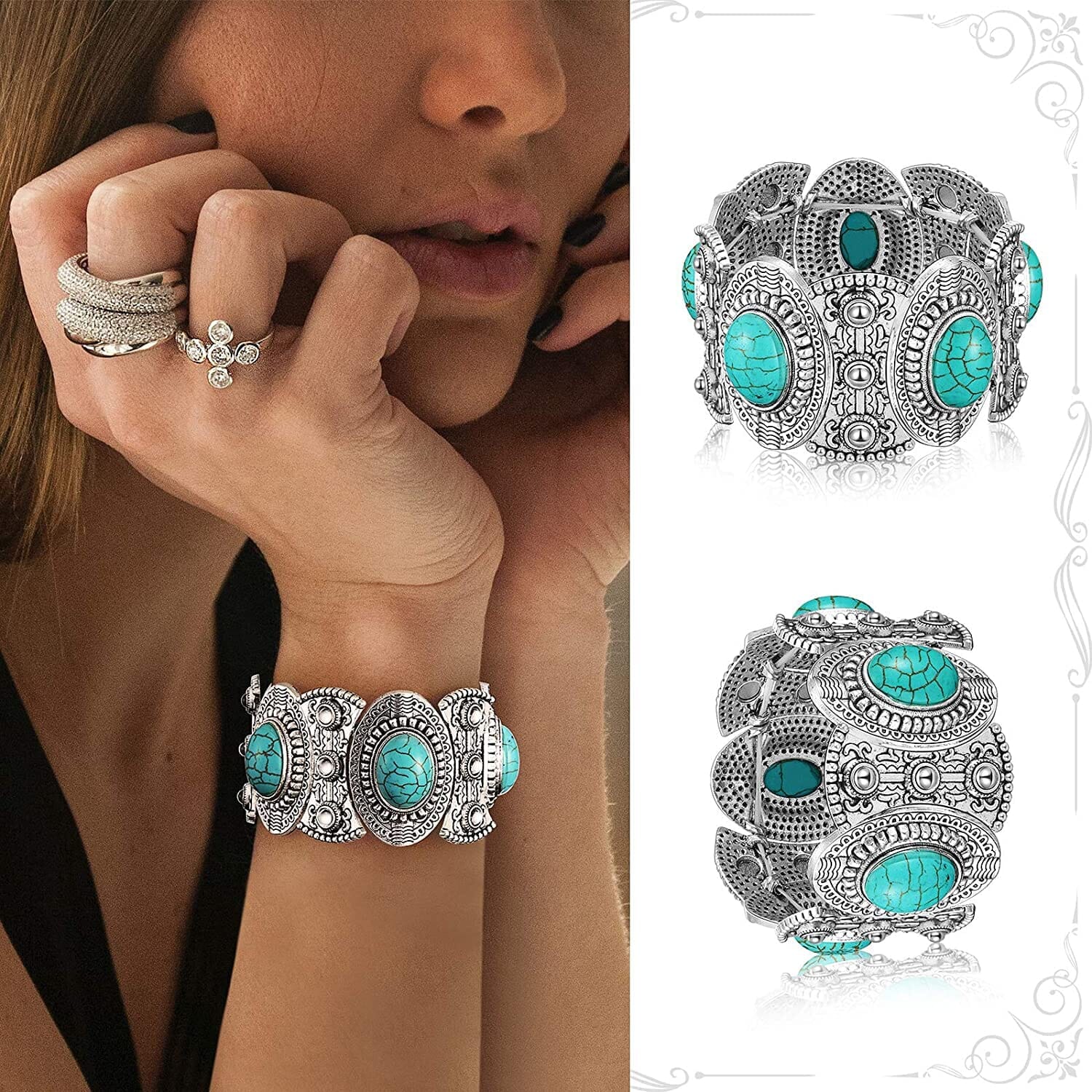 Trendy Bohemian Turquoise Jewelry SetNecklace