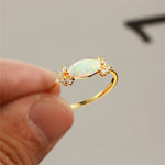 Unique Promise Love White Fire Opal Ring - 925 Sterling SilverRing
