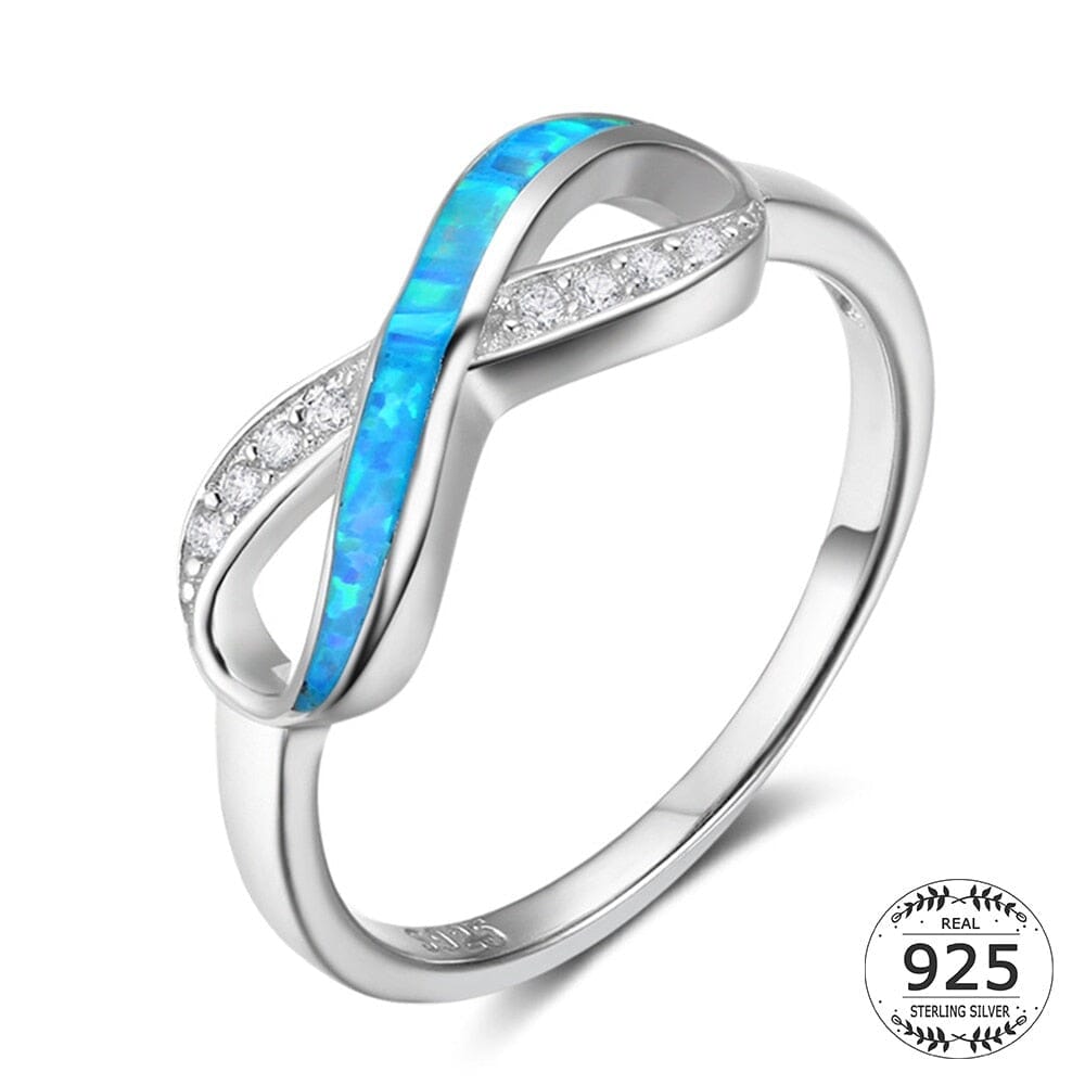 Eternity Cross Blue Opal Infinity Weave Ring - 925 Sterling SilverRing6