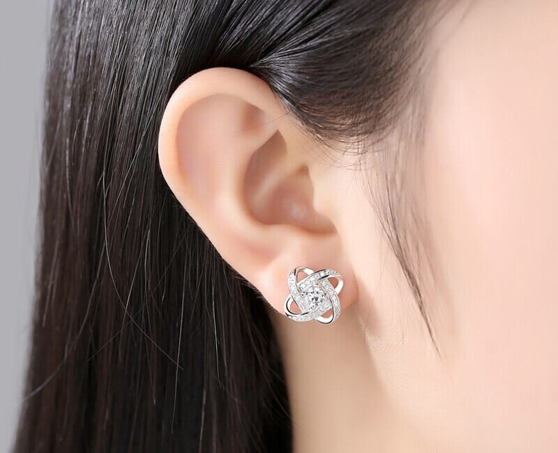 Twisted Flower Genuine Amethyst Stud Earrings 925 Sterling SilverEarrings