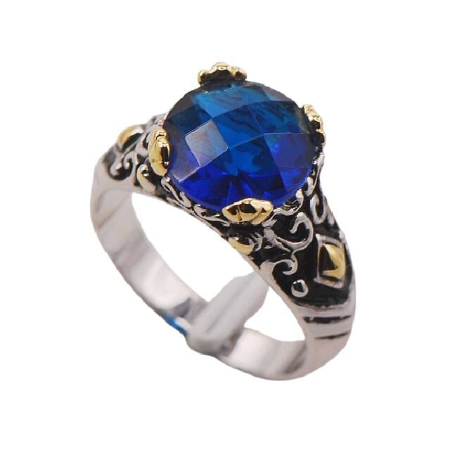 Vintage Style Sapphire Crystal Zircon Ring - 925 Sterling SilverRing