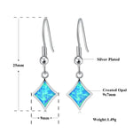 White Blue Rainbow Fire Opal Silver Earrings 1" - For WomenEarrings