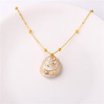 Boho Shell Necklace Sea Shell Chain Pendant NecklaceNecklace17 about 2.5cm