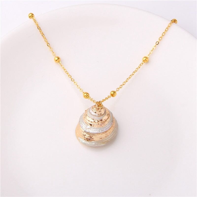 Boho Shell Necklace Sea Shell Chain Pendant NecklaceNecklace17 about 2.5cm