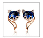 King Sweet Fox Sapphire Crystal Earrings - 925 Sterling SilverEarringsGold-color