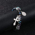 Double Layer Colored Beads Cross and Pendant WWJD BraceletBracelet