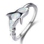 Cute Shark White Fire Opal Ring - 925 Sterling SilverRing6White