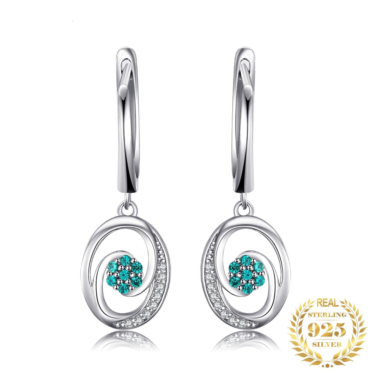 Party Oval Emerald Drop Earrings - 925 Sterling SilverEarrings