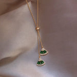Trendy Emerald Fan NecklaceNecklace