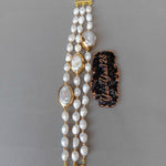 Rows Cultured White Baroque Freshwater Pearl Handmade BraceletBracelet