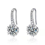 Snowflake Diamond Drop Earrings - 925 Sterling SilverEarrings