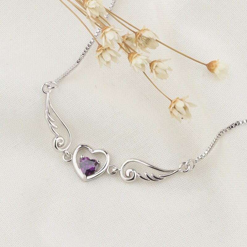 Angel Heart Amethyst Gemstone Pendant NecklaceNecklace