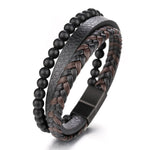 WWJD Fashion Classic Black Woven Leather Inlaid Cross Magnetic BraceletBracelet