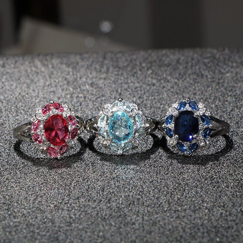 Trendy Design Ruby Aquamarine Sapphire Ring - 925 Sterling SilverRing