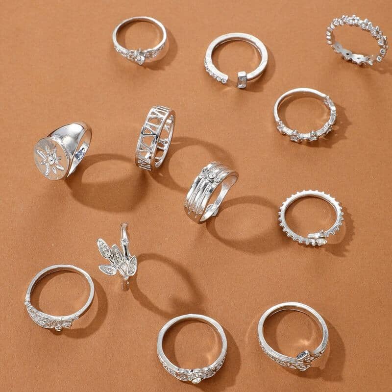 Aden Perry Life Rings 12 Pcs/Set Bohemian Rings – AtPerry's Healing Crystals