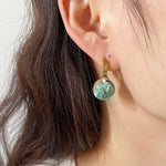 Unique Gold Plated Stainless Steel Transparent Ball Turquoise Hoop EarringsEarrings