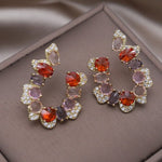 Fashion Luxury CZ Crystal Letter U Drop EarringsEarringsorange
