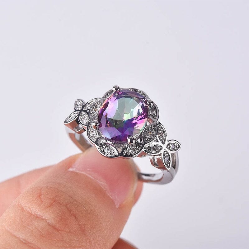 Vintage Rainbow Mystic Topaz Ring - 925 Sterling SilverRing