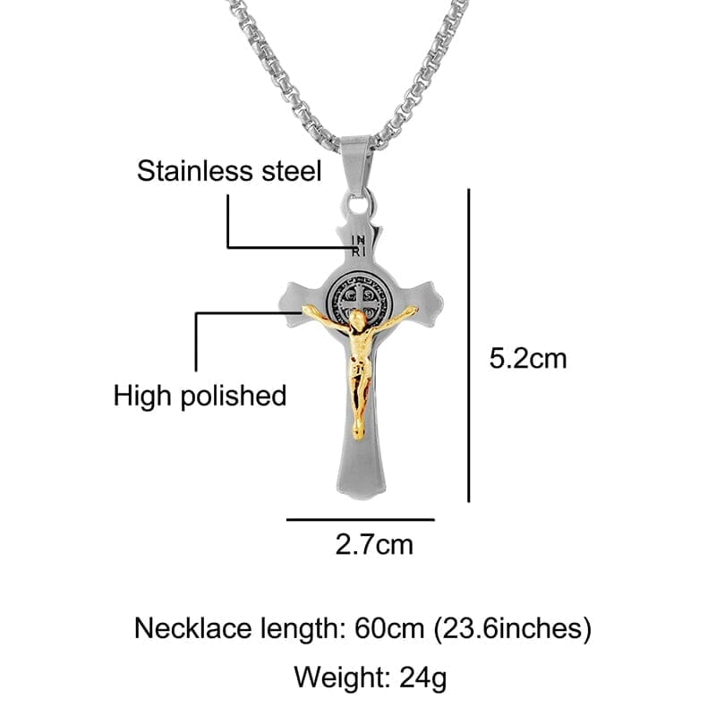 INRI Jesus Cross WWJD Stainless Steel NecklaceNecklace