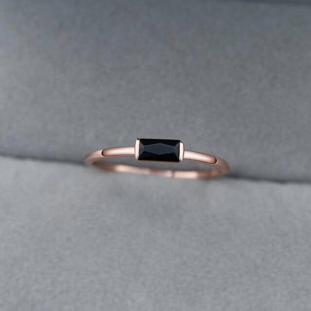 Black Onyx Minimalist Ring - 925 Sterling SilverRing