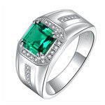 Trendy Emerald Sapphire Men Ring - 925 Sterling SilverRings6green