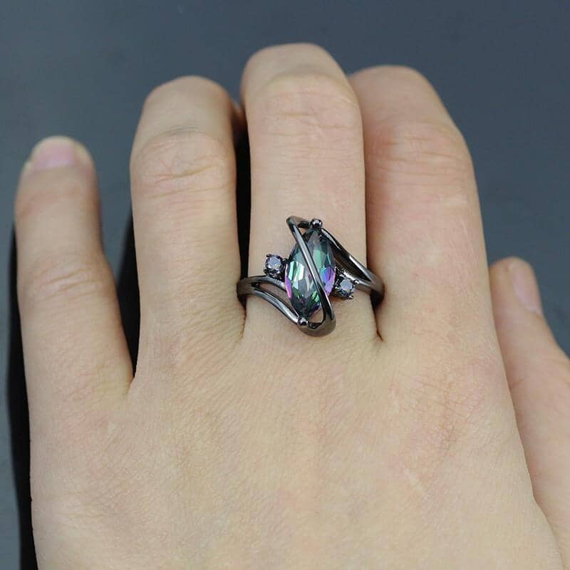 Rainbow Topaz Black Gold Plated RingRing