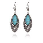 Vintage Marquise Blue Turquoise Stone Dangle EarringsEarrings