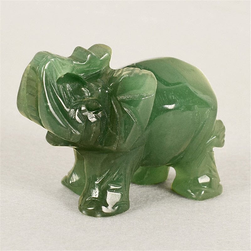 Lucky Elephant Green Aventurin Fortune Feng Shui FigurineNecklace