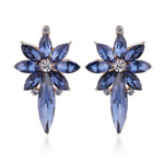 Colorful Crystal Stone Flower Piercing Stud Earringsroyal blue