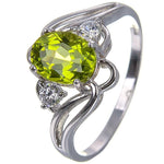 6*8mm Oval Green Gemstone Natural Peridot Ring - 925 Sterling SilverRing