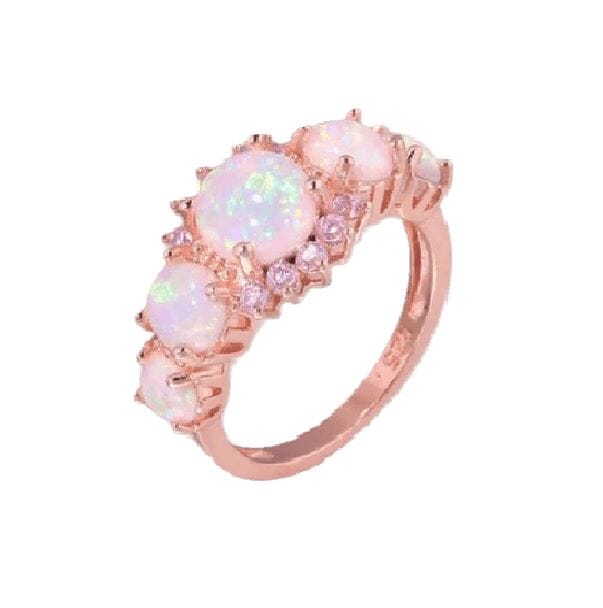 White Fire Opal & Pink Topaz Rose Gold RingRing5