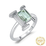 Roman Column 1.5ct Natural Green Amethyst Ring - 925 Sterling SilverRing5