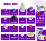 Ubud Box - Set of Natural 16 Healing Crystals for Stress and Anxiety Relief + Free Chakra Tree of Life Necklace (Shipping to USA only)Healing Crystals