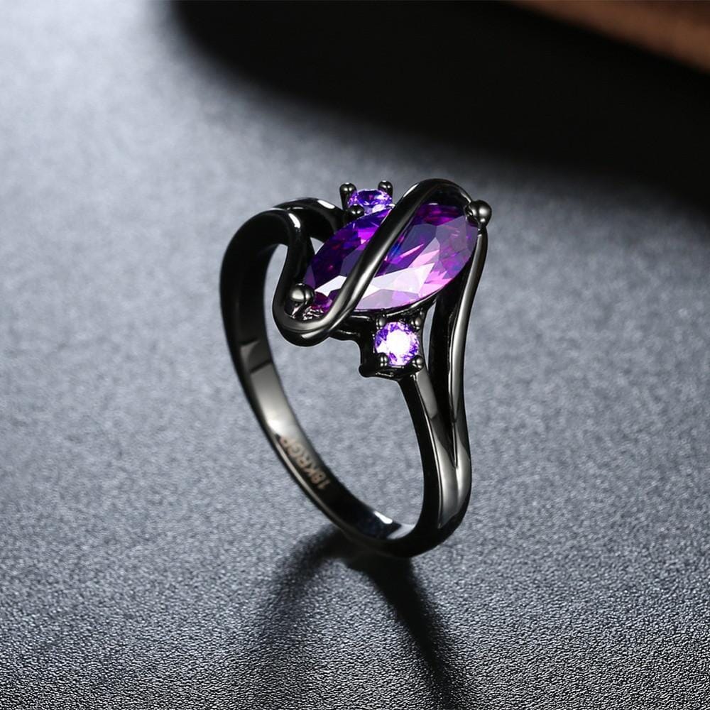 Purple Sapphire Black Gold RingRing