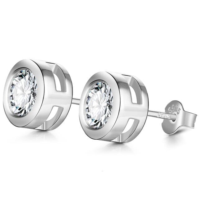 Sparkling Diamond Stud Earrings - 925 Sterling SilverEarringsSilver