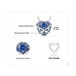 Fashion Bowknot Love Heart Blue Aquamarine Jewelry Set - 925 Sterling SilverNecklace