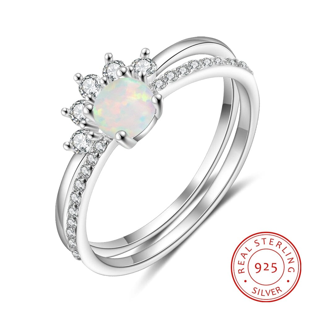 2 Pcs/Set Stackable Opal Ring - 925 Sterling SilverRing6Ring Set