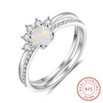 2 Pcs/Set Stackable Opal Ring - 925 Sterling SilverRing6Ring Set