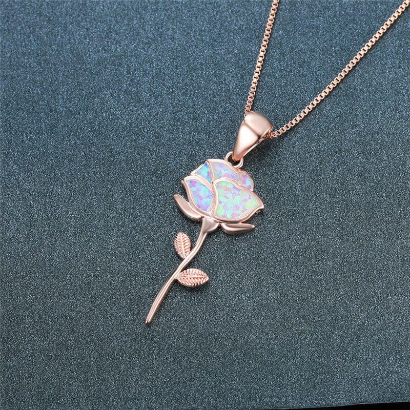 Charm Rose Opal Pendant Necklace - Rose GoldNecklace
