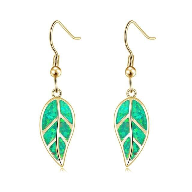 Leaf Fire Opal Stone Dangle EarringsEarrings
