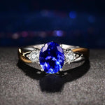 Classic Luxury Oval Sapphire Gemstone Adjustable Ring - 925 Sterling SilverRing