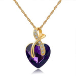 Austrian Crystal Heart PendantsNecklacegold purple