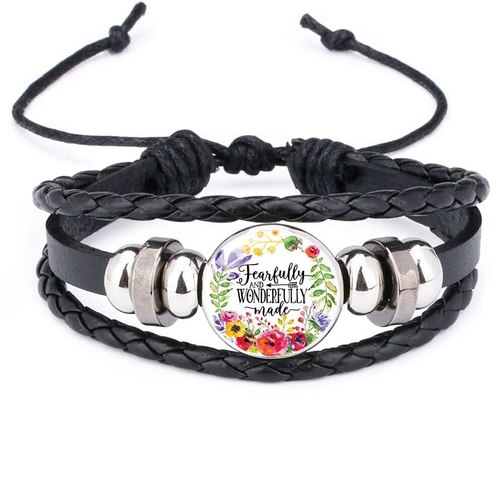 Scriptures Proverbs Charm Leather Wrap Bangle BraceletBracelet14